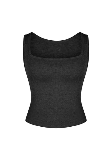 Lounge Ribbed Tank Top - Black