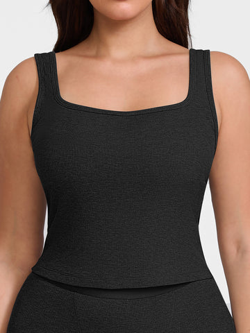 Lounge Ribbed Tank Top - Black