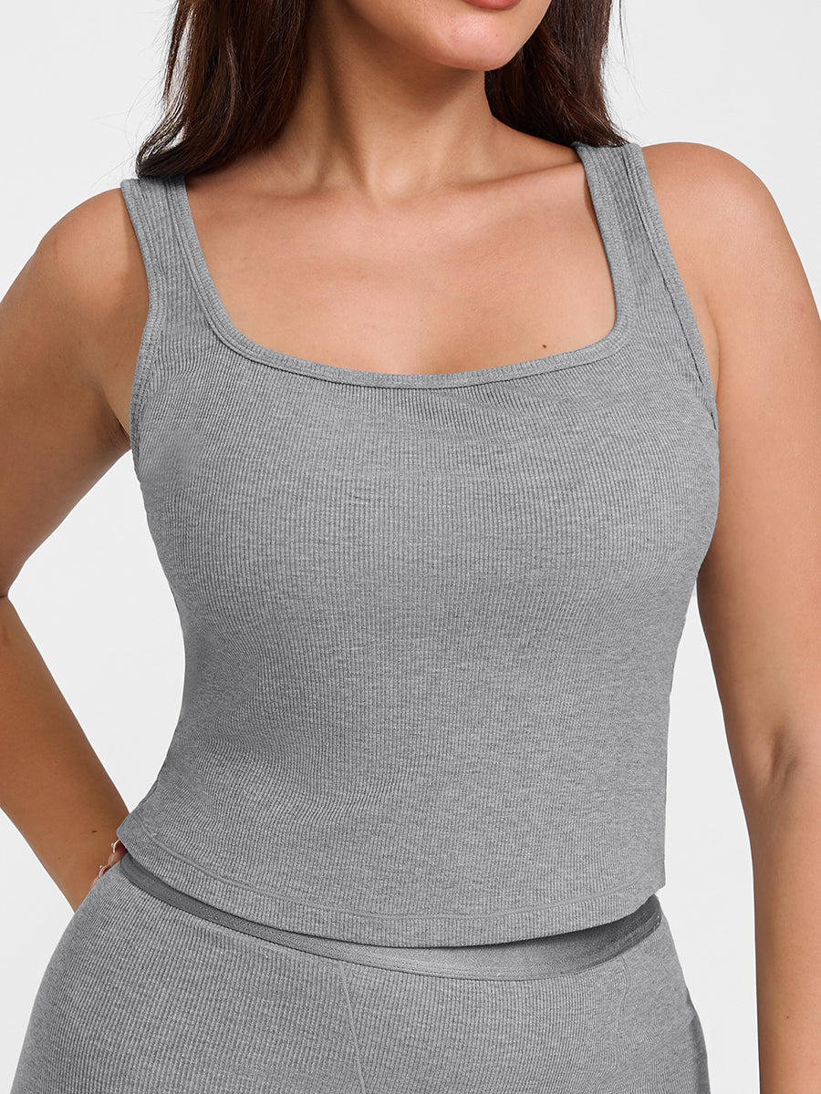 Lounge Ribbed Tank Top - Grey