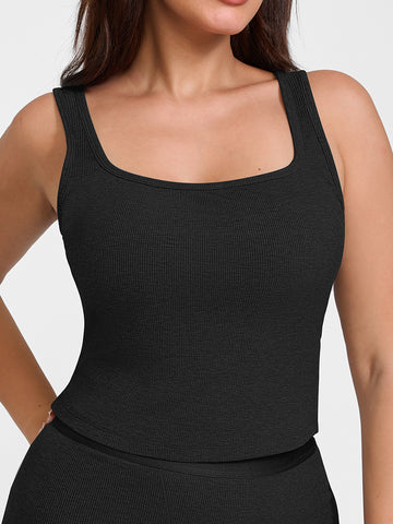 Lounge Ribbed Tank Top - Black