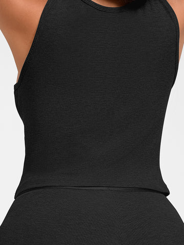 Lounge Ribbed Tank Top - Black