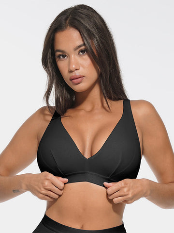 SculptEase Ribbed Modal Bra - Black