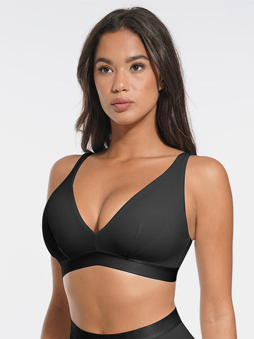SculptEase Ribbed Modal Bra - Black