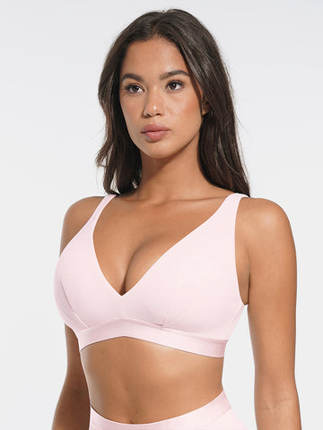SculptEase Ribbed Modal Bra - Pink