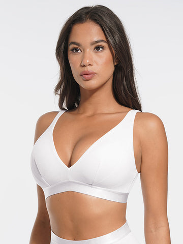 SculptEase Ribbed Modal Bra - White