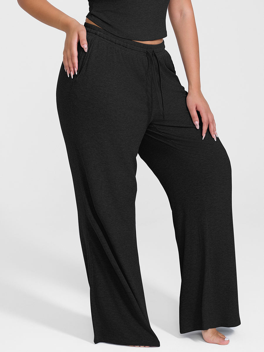 Lounge Ribbed Pants - Black