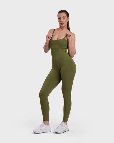 Ribbed Sculpting Jumpsuit - Olive