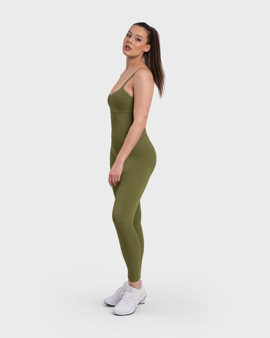 Ribbed Sculpting Jumpsuit - Olive