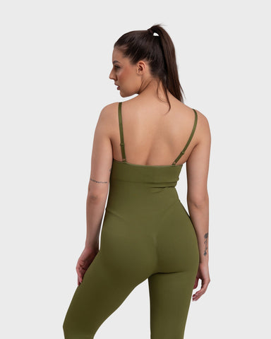 Ribbed Sculpting Jumpsuit - Olive