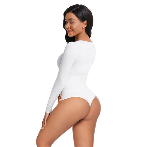 Essential Seamless Long Sleeve Shaping Bodysuit - White