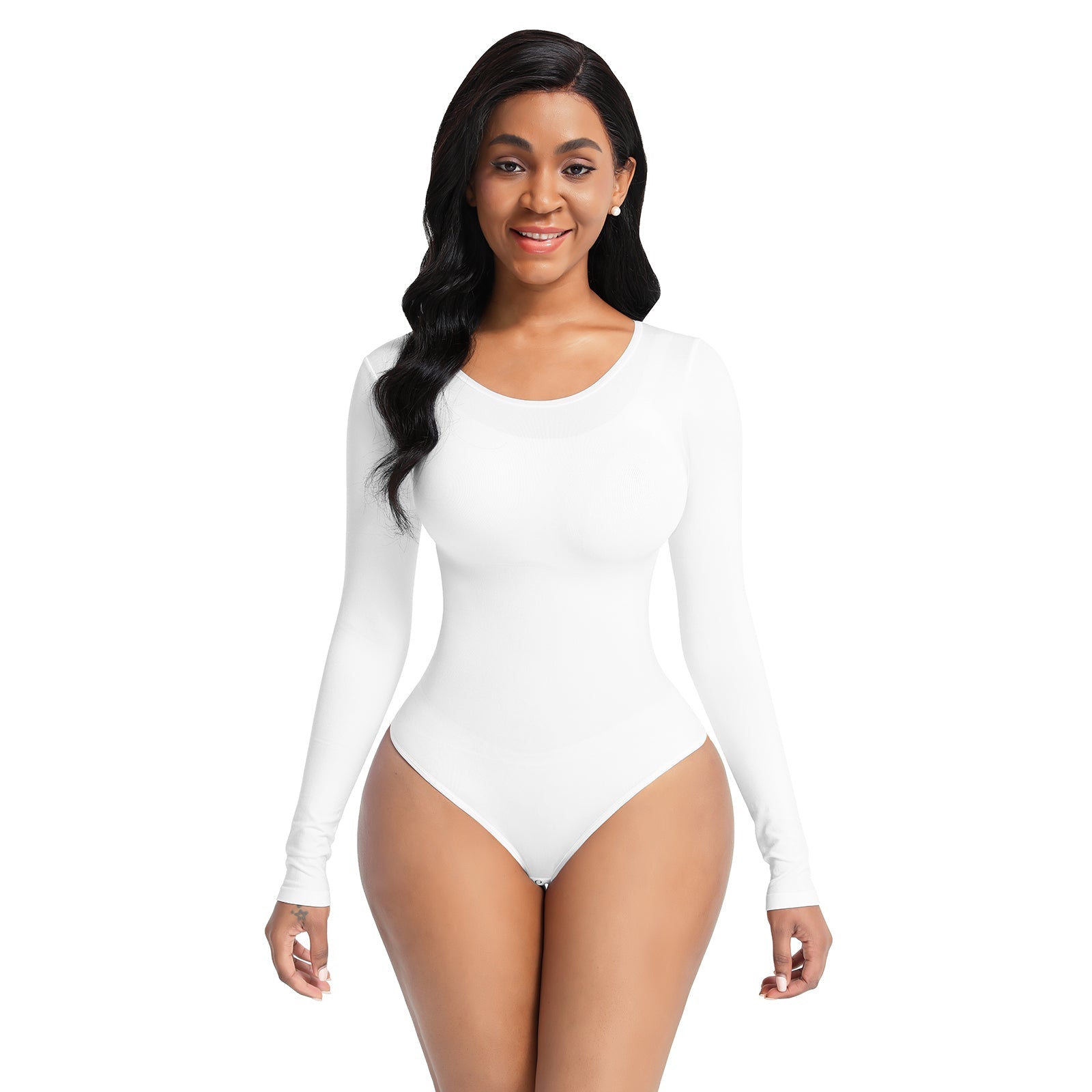 Essential Seamless Long Sleeve Shaping Bodysuit - White – Shop Lily