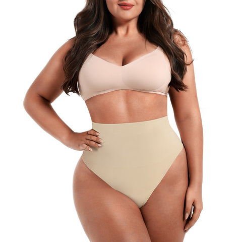 Tummy Control Shaping Thong Panties - Nude