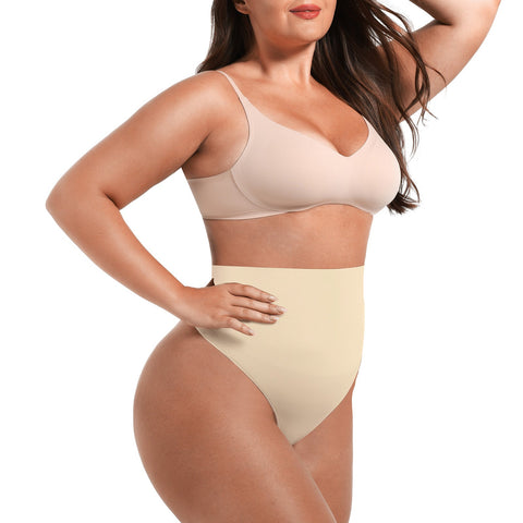 Tummy Control Shaping Thong Panties - Nude