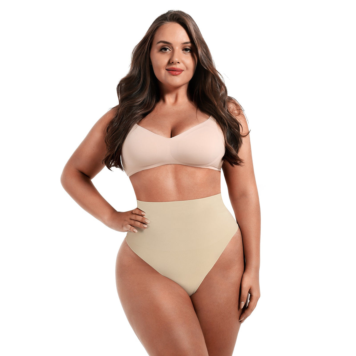 Tummy Control Shaping Thong Panties - Nude