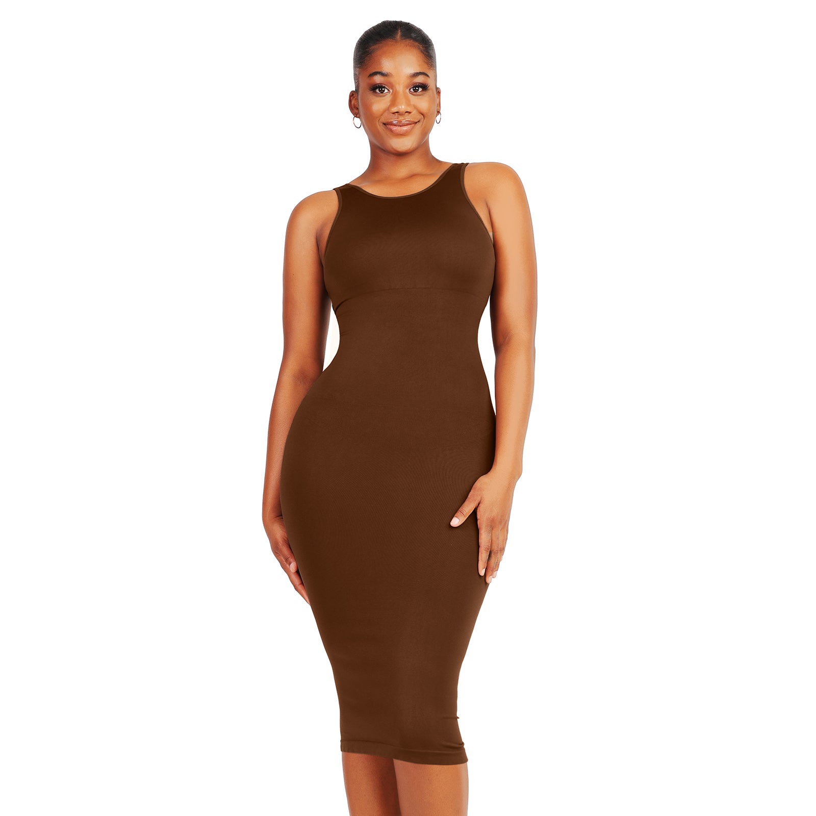Dream Sculpt Midi Dress - Brown Shop Lily Dream Sculpt Midi Dress - Brown Shop Lily